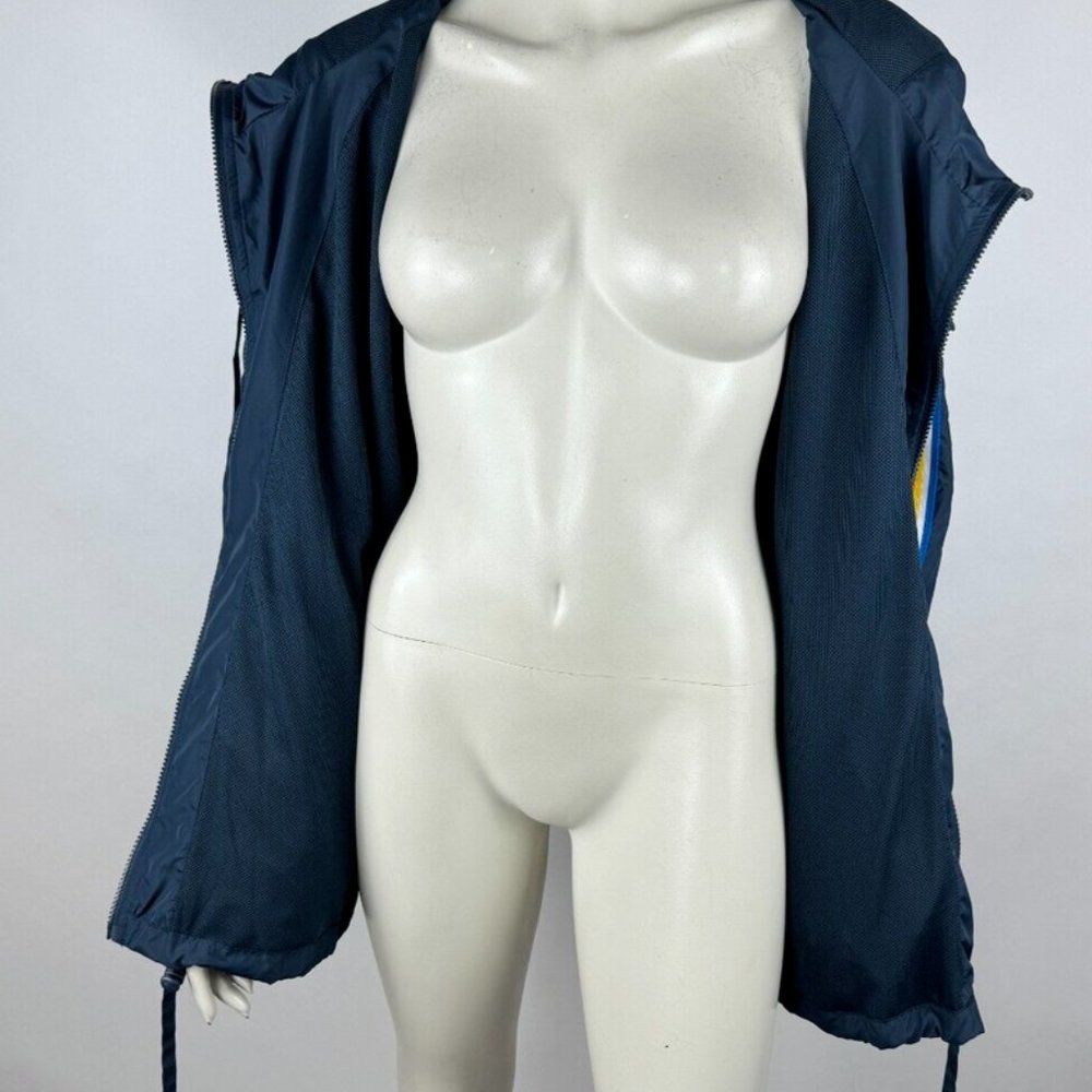 Zyia Navy Rainbow Bomber Jacket Women XXL NWT Full Zip Lined Hooded Windbreaker - Picture 6 of 13